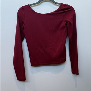 Elegant Burgundy Long Sleeve Women's Top